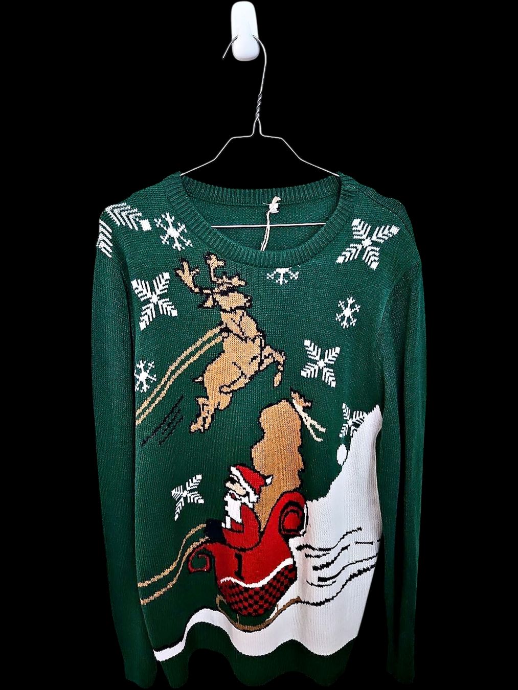 Maglioni & Felpe: Weihnachtspullover mit Weihnachtsmann-Schlitten-Design – – Usato da Zug venduto da vinokilo 1