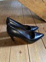 Elegante schwarze Leder Pumps, Gr. 39