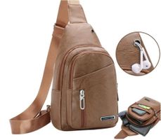 Braune Umhängetasche aus PU Leder / Sac à bandoulière