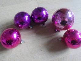 Tannenbaumschmuck Kugeln, 5 Stk. Pink (4)