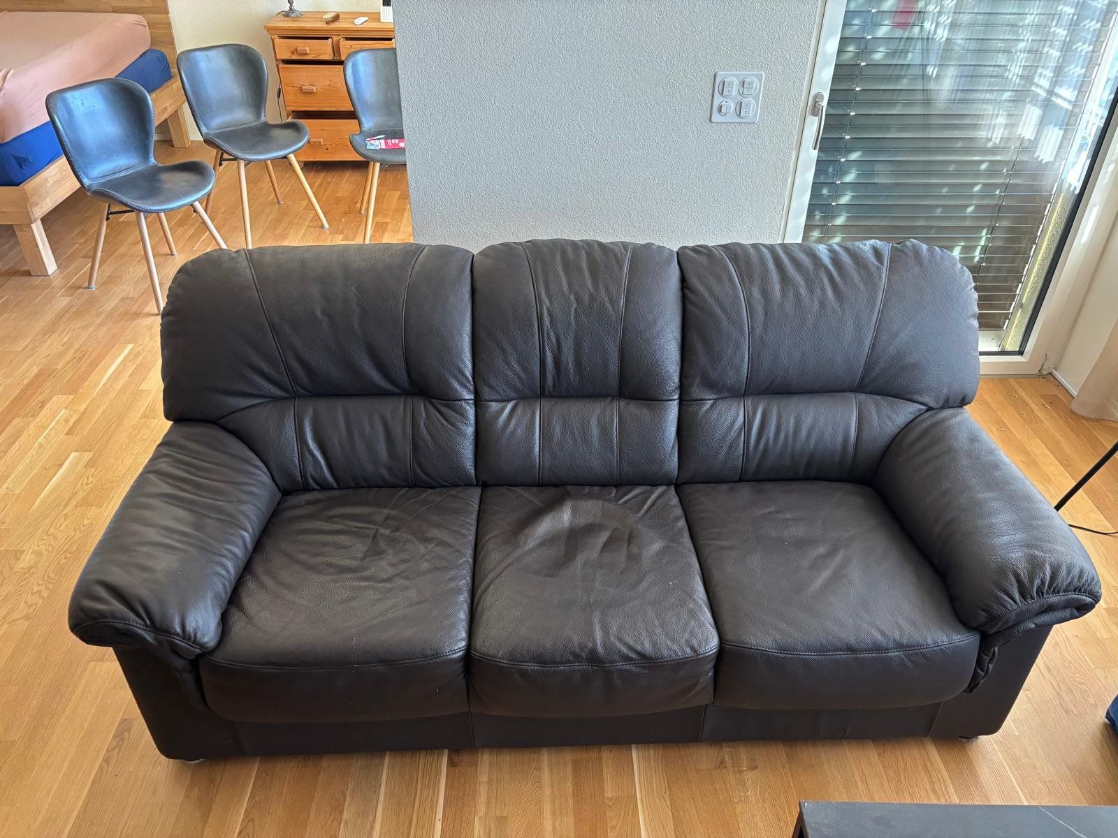 Sofas: Ledersofa schwarz / braun, 3 Komponenten – Gebraucht aus Burgdorf von reu_w68r