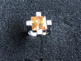 Ring mit Citrin in Silber, gebrauchter Zustand