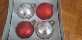 4er Set Christbaumkugeln Glas Vintage Weihnachten Deko