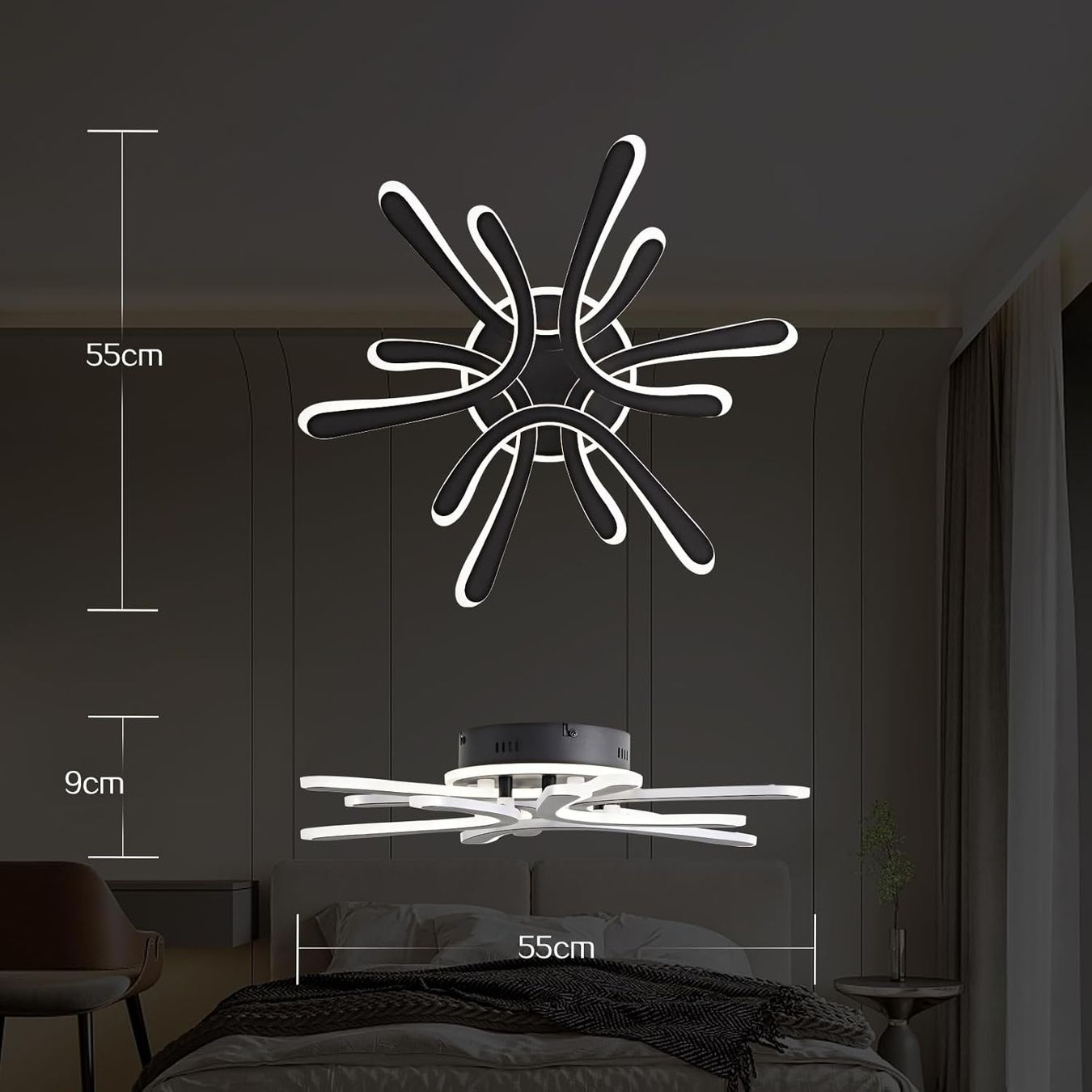 Lampadari & plafoniere: LED Deckenleuchte Blume 40W Dimmbar 2800–6000K Schwarz – Nuovo e nell'imballaggio originale da St. Gallen venduto da RestpostenSG 6