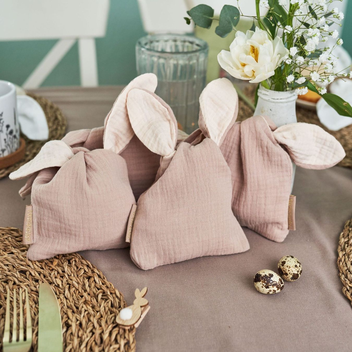 Alle Dekorationen: 3 Oster Hasenbeutel Musselin Beige – Neu und originalverpackt aus Walenstadt von Trend-24 4