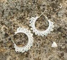 Creolen Ohrringe Handmade Perlen Kristalle Boho Elegant