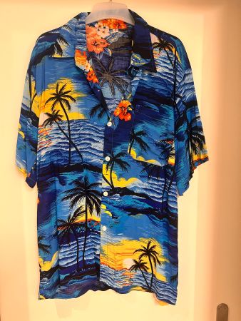 Hawaiihemd mit Palmenmuster Grösse S gebrauchter Zustand