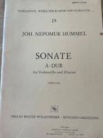 Cellonoten: Hummel A Dur Sonate mit Klavier