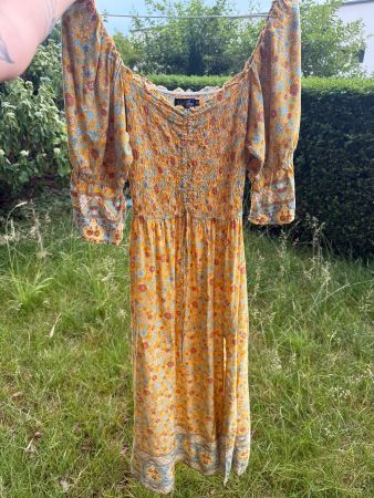hochwertiges neuwertiges gelbes Kleid Viskose