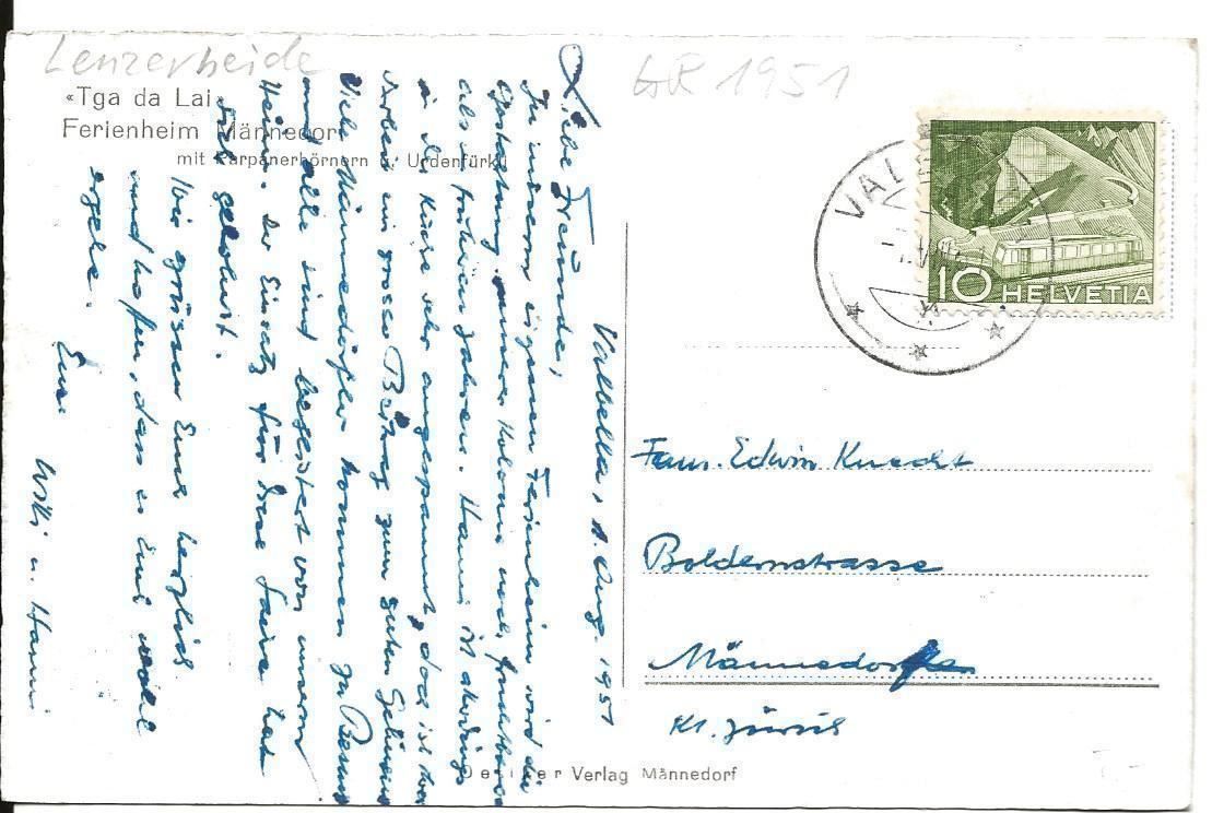 Ansichtskarten: Lenzerheide GR Ferienhaus Männedorf Tga da Lai 1951 – Neu und originalverpackt aus Ennetmoos von Ambuman 1