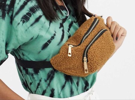 Bauchtasche Teddyfell braun mit Reissverschluss neu