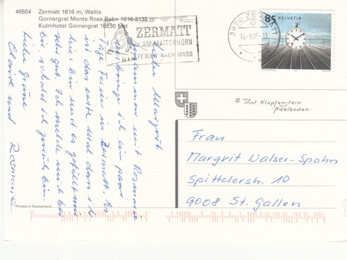 Cartoline postali: Zermatt 2005 – Usato da Bürglen TG venduto da StampGraf 1