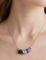 Collana con pietre naturalie inserti color argento nuova