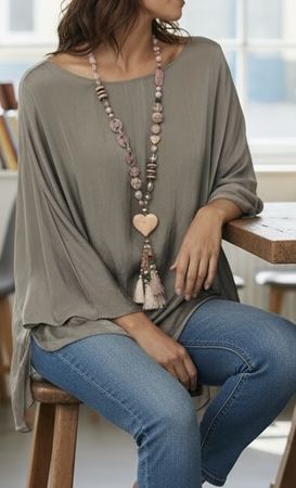 Damen Seide Mischung Tunika Bluse beige m l xl