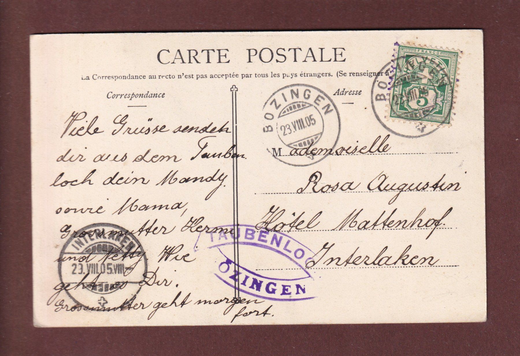 Cartoline postali: Gorges du TAUBENLOCH près Bienne - 1905 – Usato da Pully venduto da nicecards 1