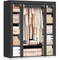 Stoffschrank mit Kleiderstange, Kleiderschrank schwarz