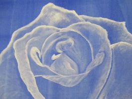 Ölgemälde auf Leinwand, "White Roses in the Blue Lagoon"
