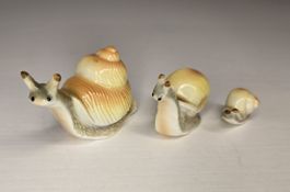Süsser Schneckenfamilie Porzellanfiguren Deko Vintage Rar