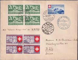 1939, EUROPAFLUG SÜD mit Viererblöcken nach Kairo, Kat: 40.-