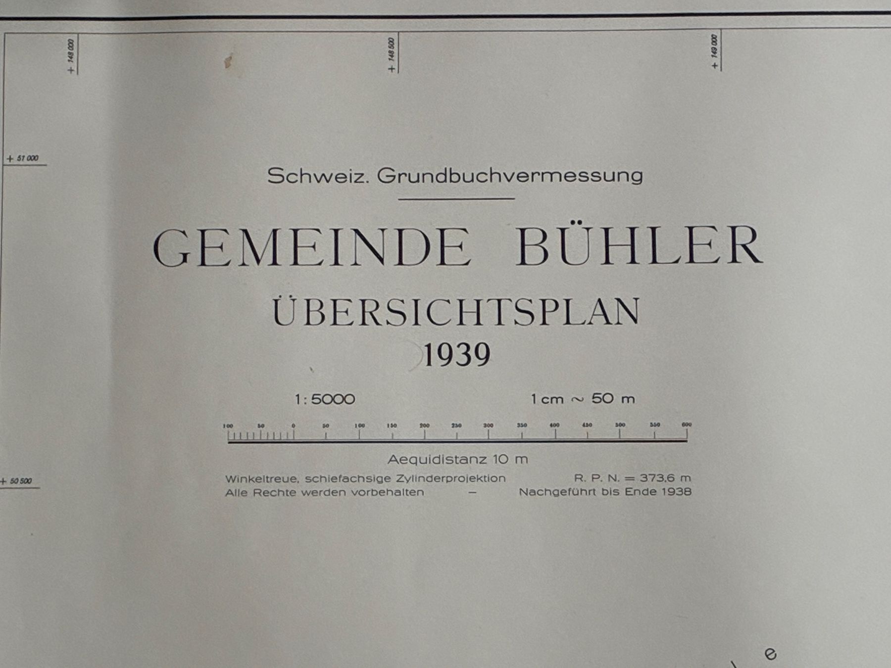 Cartine & Atlanti: Übersichtsplan Gemeinde Bühler AR, 1939, plano, gerollt – Usato da Urtenen-Schönbühl venduto da Kira1291 1