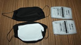 2 Gesichts - Masken mit 10 Filtereinlagen Baumwolle NEU