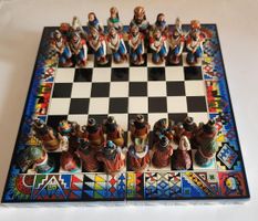 PERU Schach Spiel, Spanier gegen Inka, Holz Handarbeit, NEU