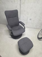 Relax Sessel mit Hocker grau Stoff drehbar guter Zustand