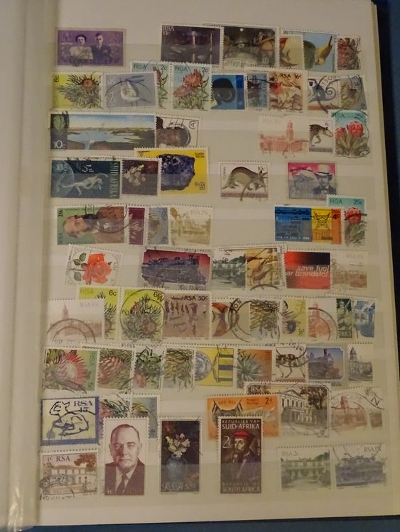 Südafrika Steckalbum schwarz 16 Seiten, v.a. gest. Marken 2