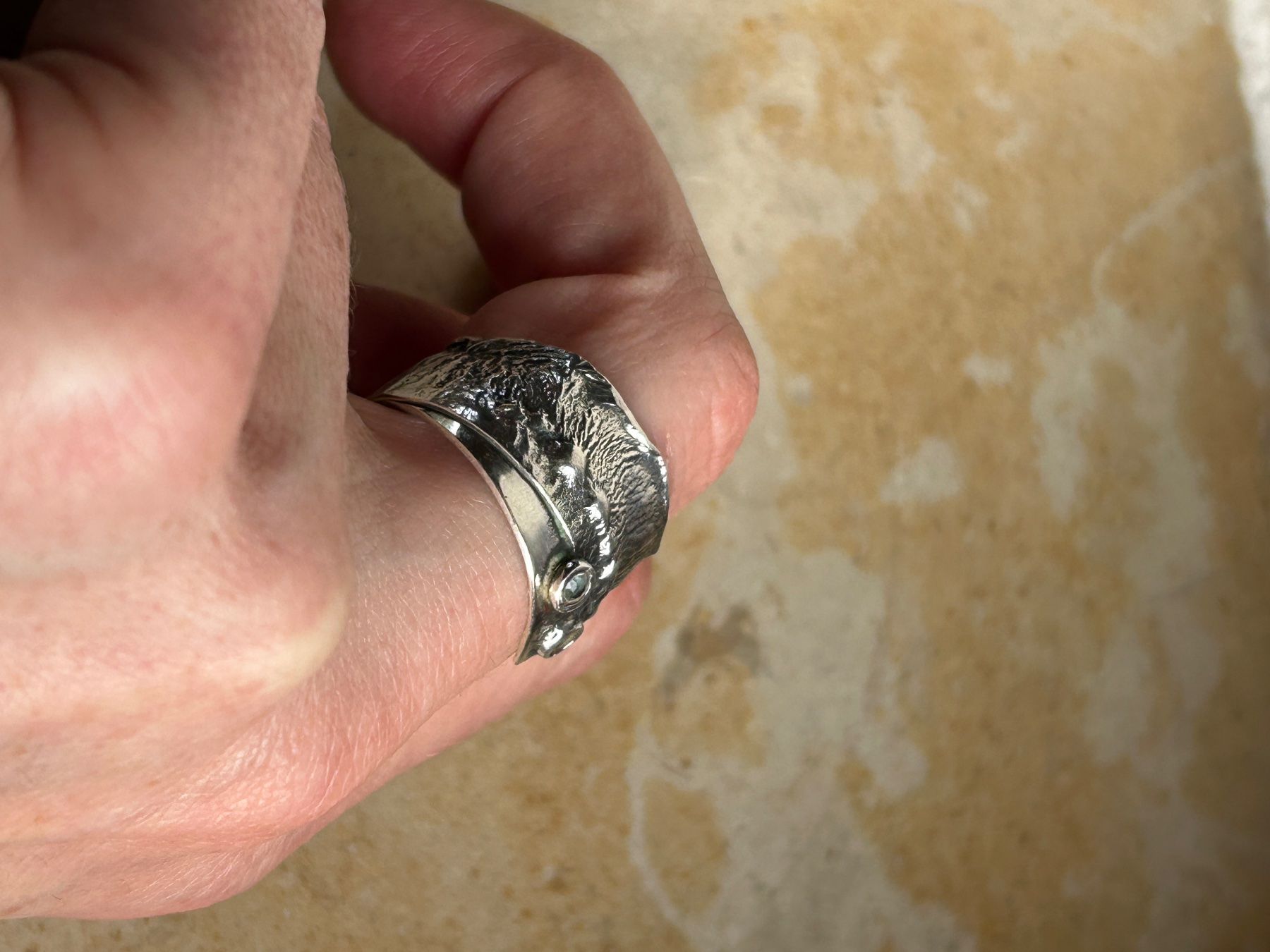 Ringe: Silberring DESIGNER hellblaue Steinli (63) – Gebraucht aus Dittingen von Bijoubelle 4