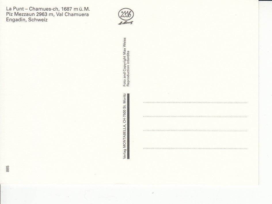 Cartoline postali: La Punt-Chamues um 1995 – Usato da Bürglen TG venduto da StampGraf 1