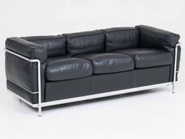 Cassina LC2 3-Sitzer Sofa von Le Corbusier - Leder Schwarz