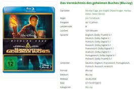 Das Vermächtnis des geheimen Buches (Bluray)