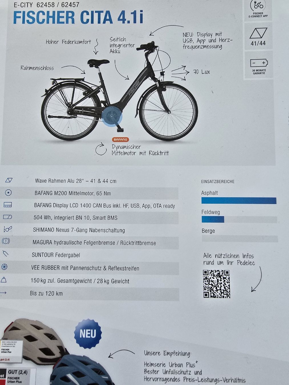 Fischer Biciclette: Fischer Cita 4.1 E-City – Usato da Fischbach LU venduto da FERO144.mg