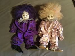 Clown Puppen Lila und Rosa Set guter Zustand