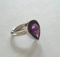 Silberring(925) mit facettiertem,Tropfenform Amethyst Zirkon