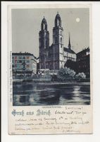AK 1902 Grossmünster Gruss aus Zürich Top Mondschein Karte