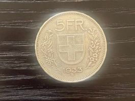 1 x 5 Franken Schweiz 1933 – zirkuliert