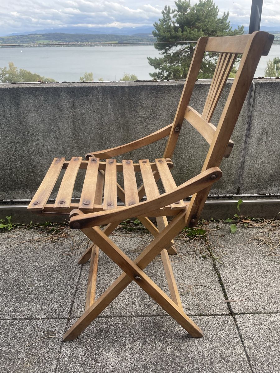 Sedie: Ancienne Chaise Pliante en Bois Massif – Usato da Vallamand venduto da Bricbracbroc82 6