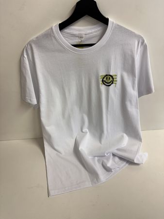 Weisses T-Shirt Smiley Savage Print Gr. S