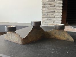 Rustikaler Teelichthalter aus Metall, Einzelstück