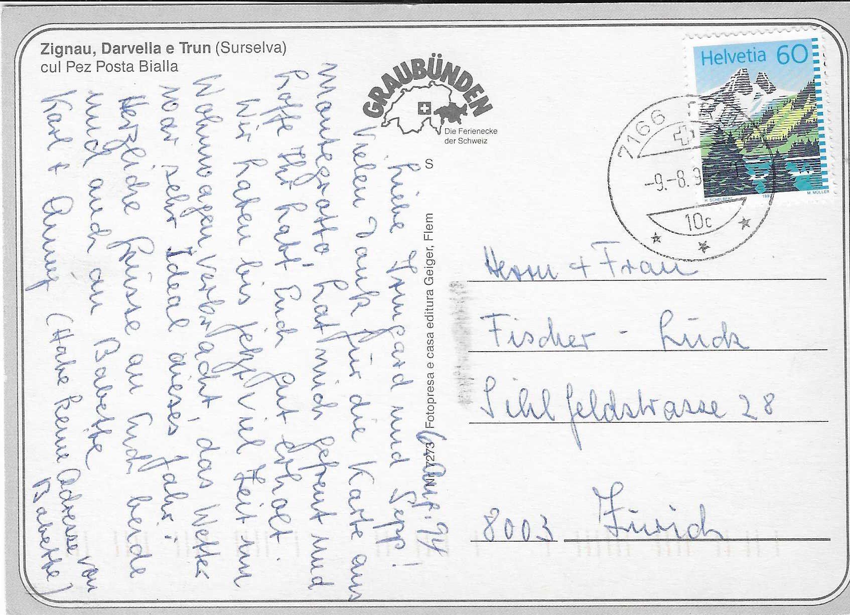 Cartes postales: Zignau,Darvella e Trun GR – D'occasion à Rothrist par Stranglehold 1