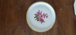 Teller Porzellan mit Blumenmuster und Goldrand 11cm