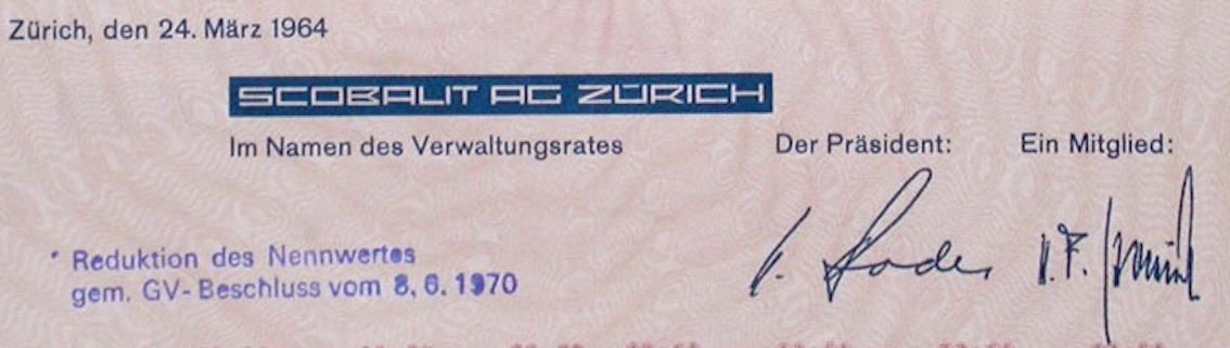 Dokumente: Scobalit AG Zürich - 1964 – Gebraucht aus Solothurn von Sgasche 1