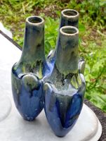 French "Pierrefonds" Art Nouveau Crystalline Triple Vase