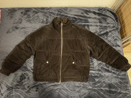 Bershka Winterjacke Cord Schwarz Grösse S