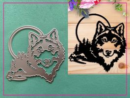 Wolf Wald und Mond - Stanzschablone