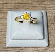 Gelber Saphir Ring 🌸 💎✨ Silber 925 vergoldet S211