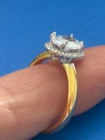 Luxus EleganteGr.19:9 Solitär Ring Farbe:Gold/Zirkonia Weiss