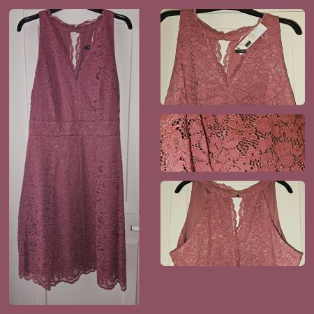 Cocktailkleid von Esprit, altrosa, Spitze, 40, NEU