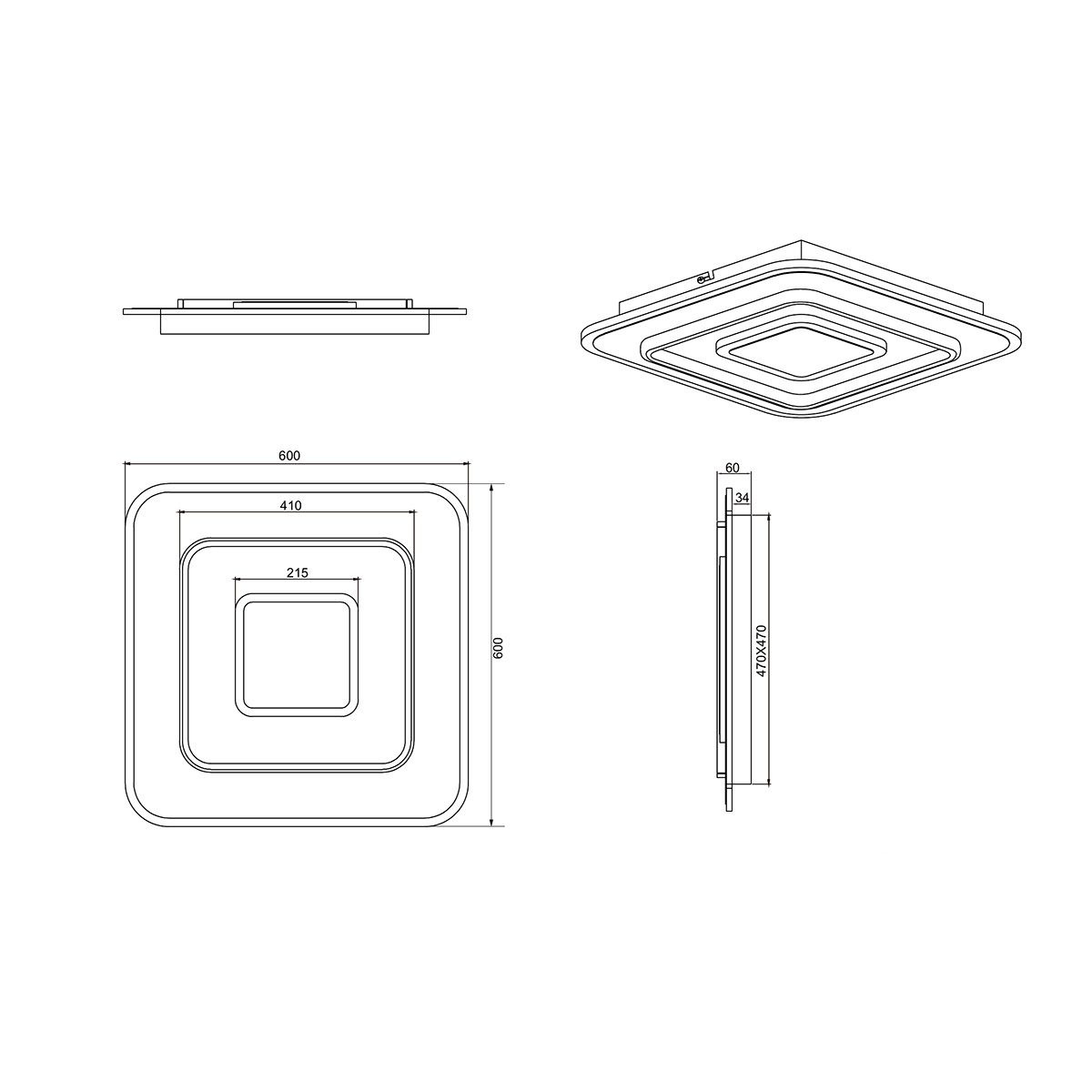 Lampadari & plafoniere: LED Deckenleuchte, Dimmer, 60 cm Breite – Nuovo (secondo la descrizione) da Kreuzlingen venduto da Smart-Light 7
